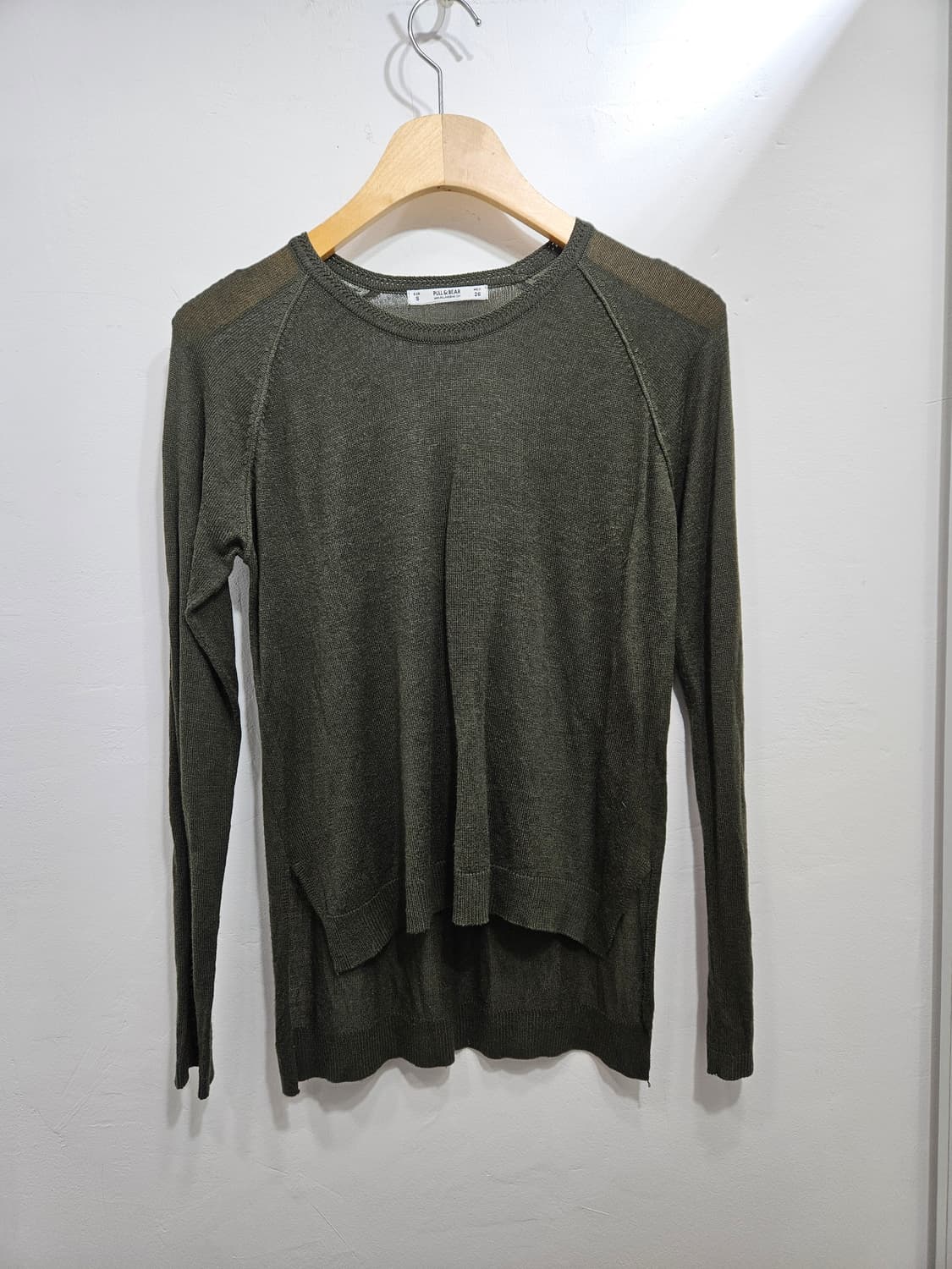 풀앤베어(pull&bear) 롱슬리브 니트 카키 S 상품이미지1