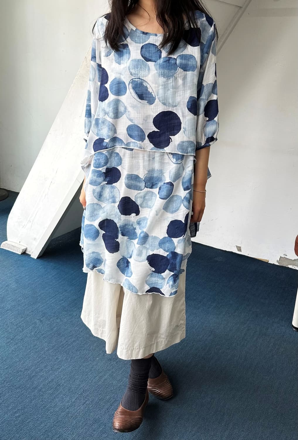 Rayon blend sheer design panel onepiece  상품이미지7