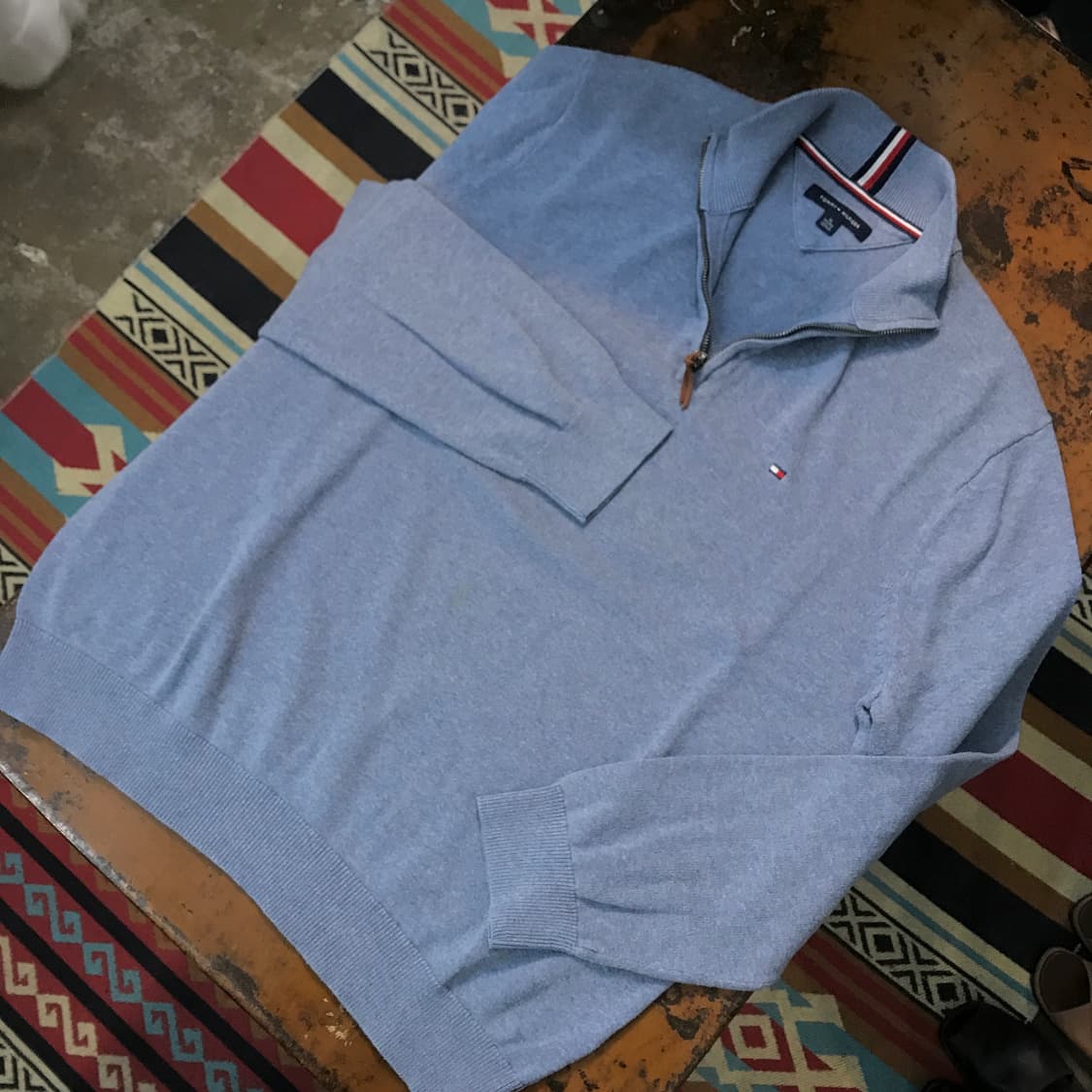 타미힐피거 인디블루 코튼 반집업 풀오버 남성 110 사이즈 상품이미지2