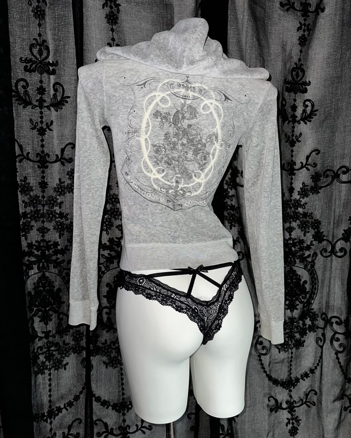 gray velvet zip-up 상품이미지1