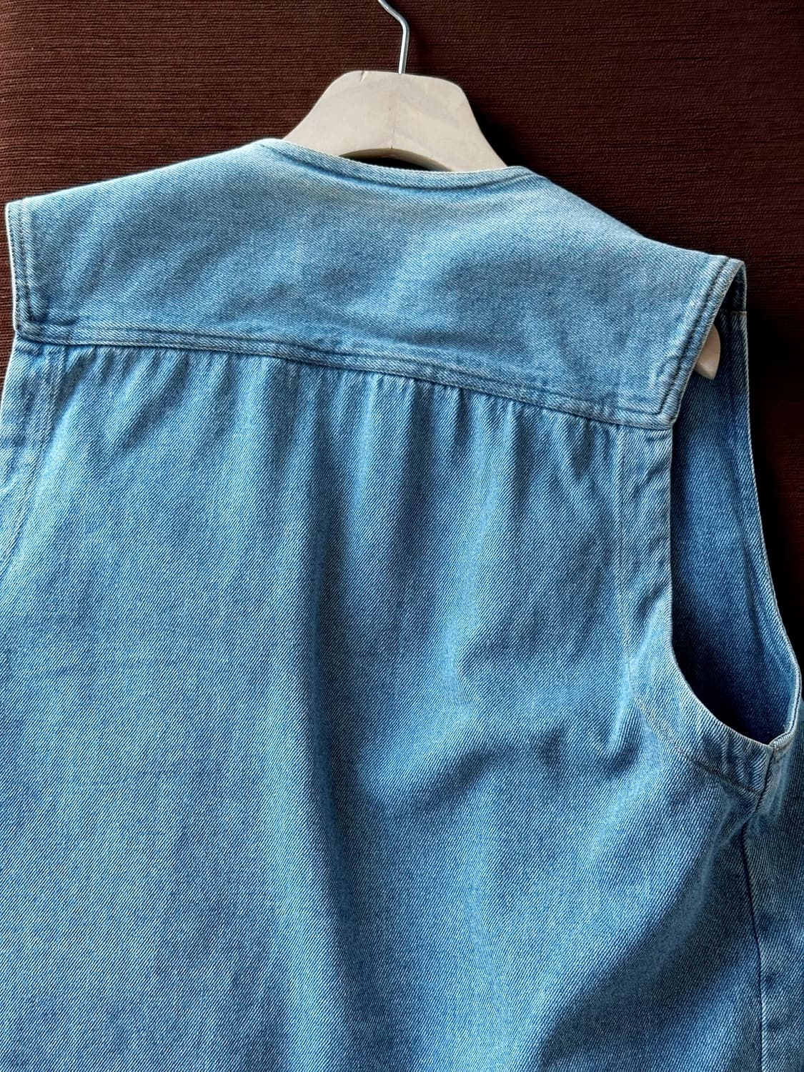 Washed denim fabric utility vest 상품이미지10