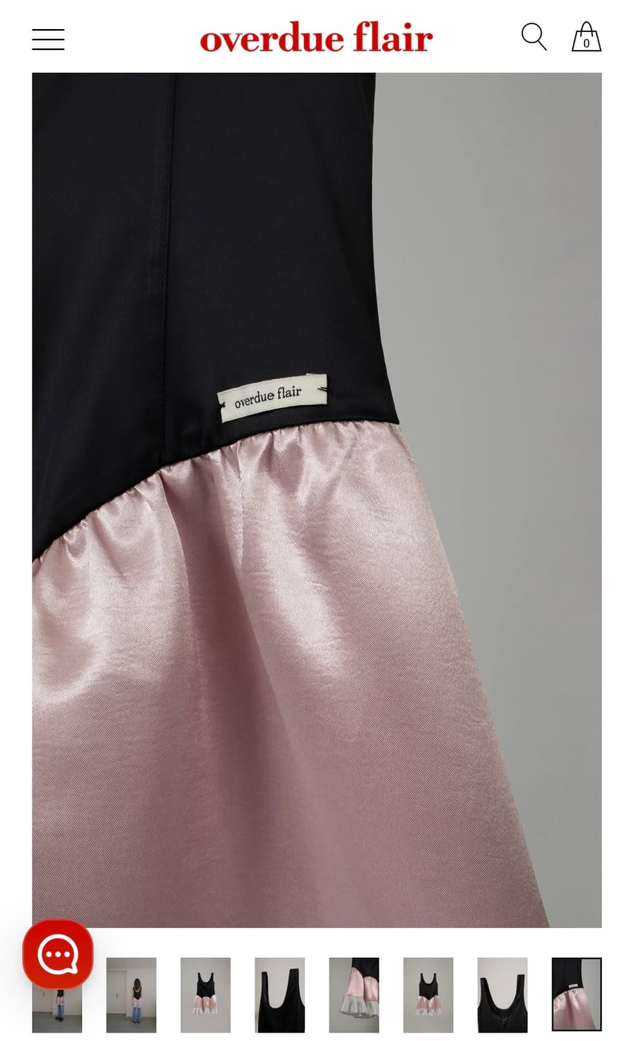 오버듀플레어 블랙/핑크 실크 프릴 드레스 상품이미지6