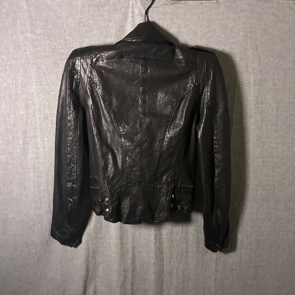 vintage black leather jacket 상품이미지5