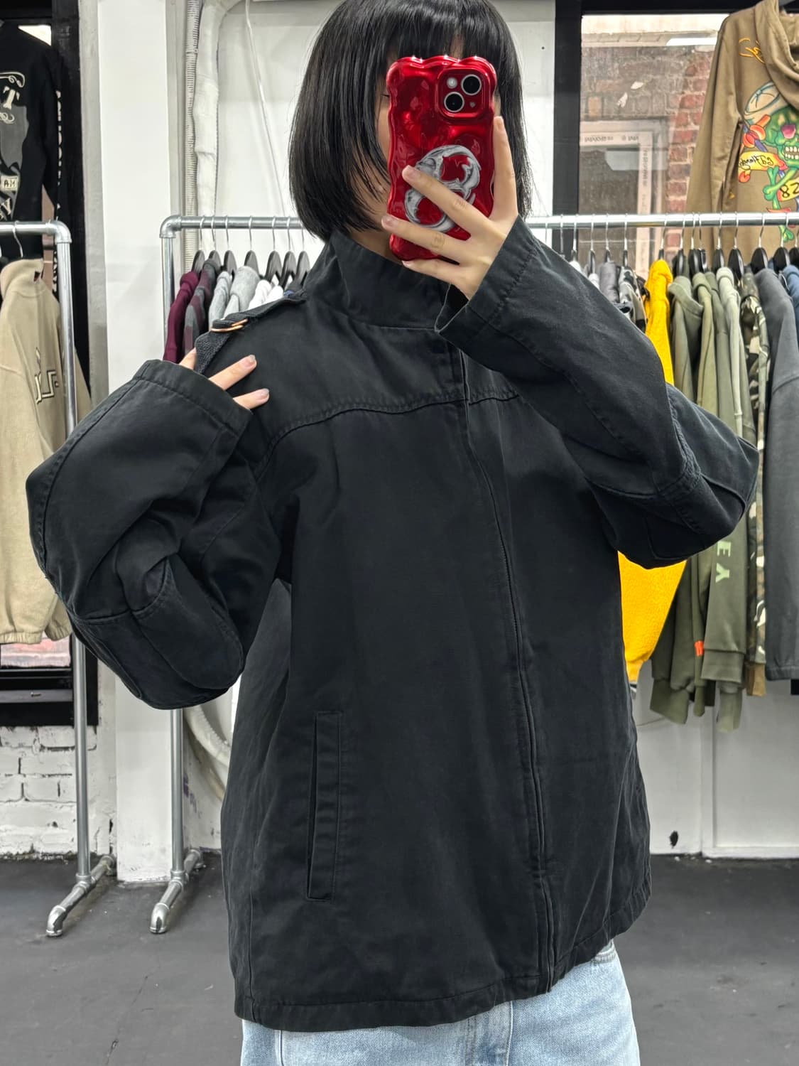 VTG 하이넥 블랙 코튼 자켓 상품이미지4