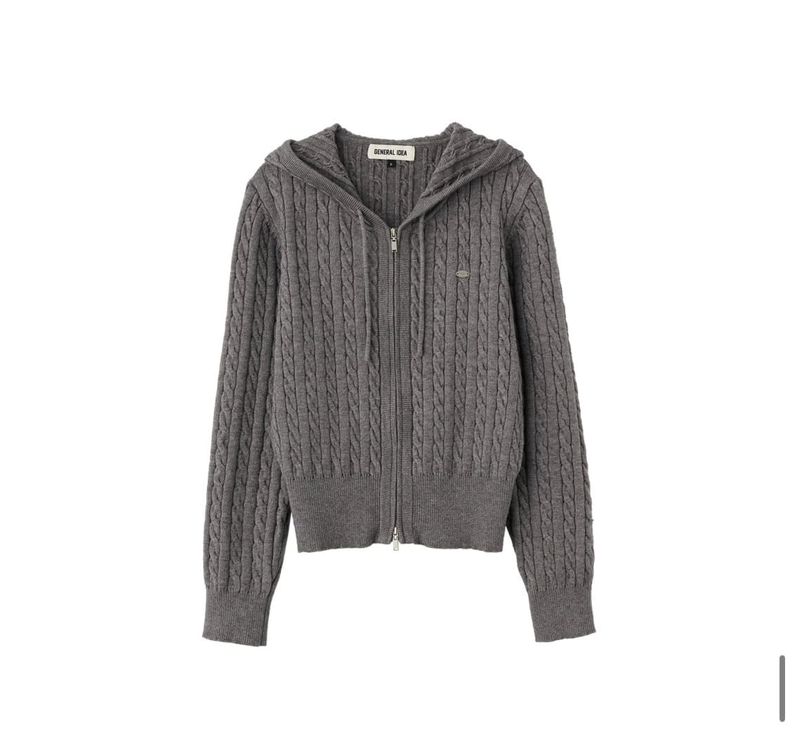 제너럴아이디어 울 케이블 니트 후드집업 상품이미지2