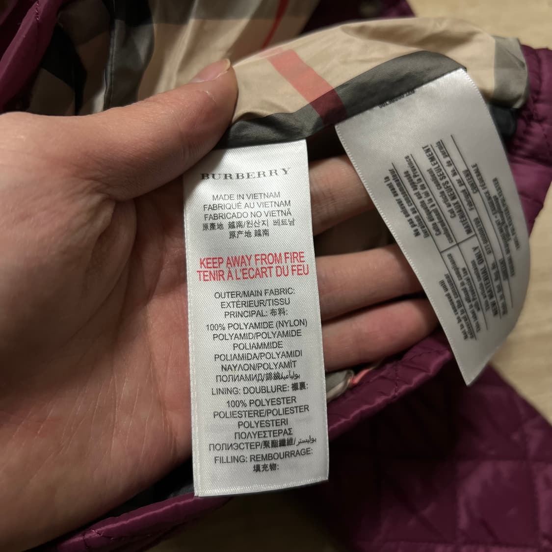 버버리 키즈 노바체크 후드 퀼팅자켓 점퍼 [딥퍼플] 3세 상품이미지5