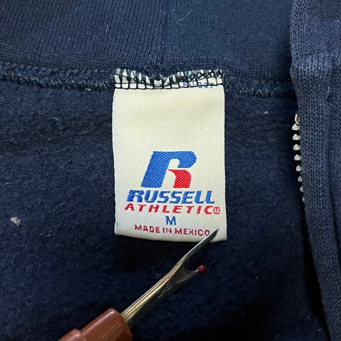 [M] 00s 빈티지 러셀 후드집업 네이비 상품이미지3