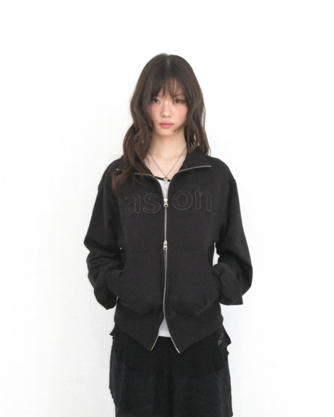 애즈온 BAY SWEAT ZIP-UP BLACK 베이 스웻 집업 블랙 상품이미지2
