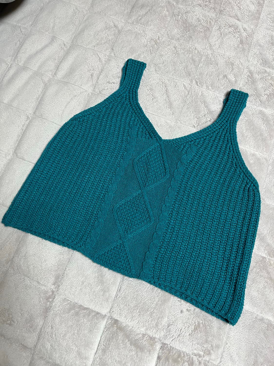 크롭 꽈배기 니트 레이어드 뷔스티에 상품이미지2