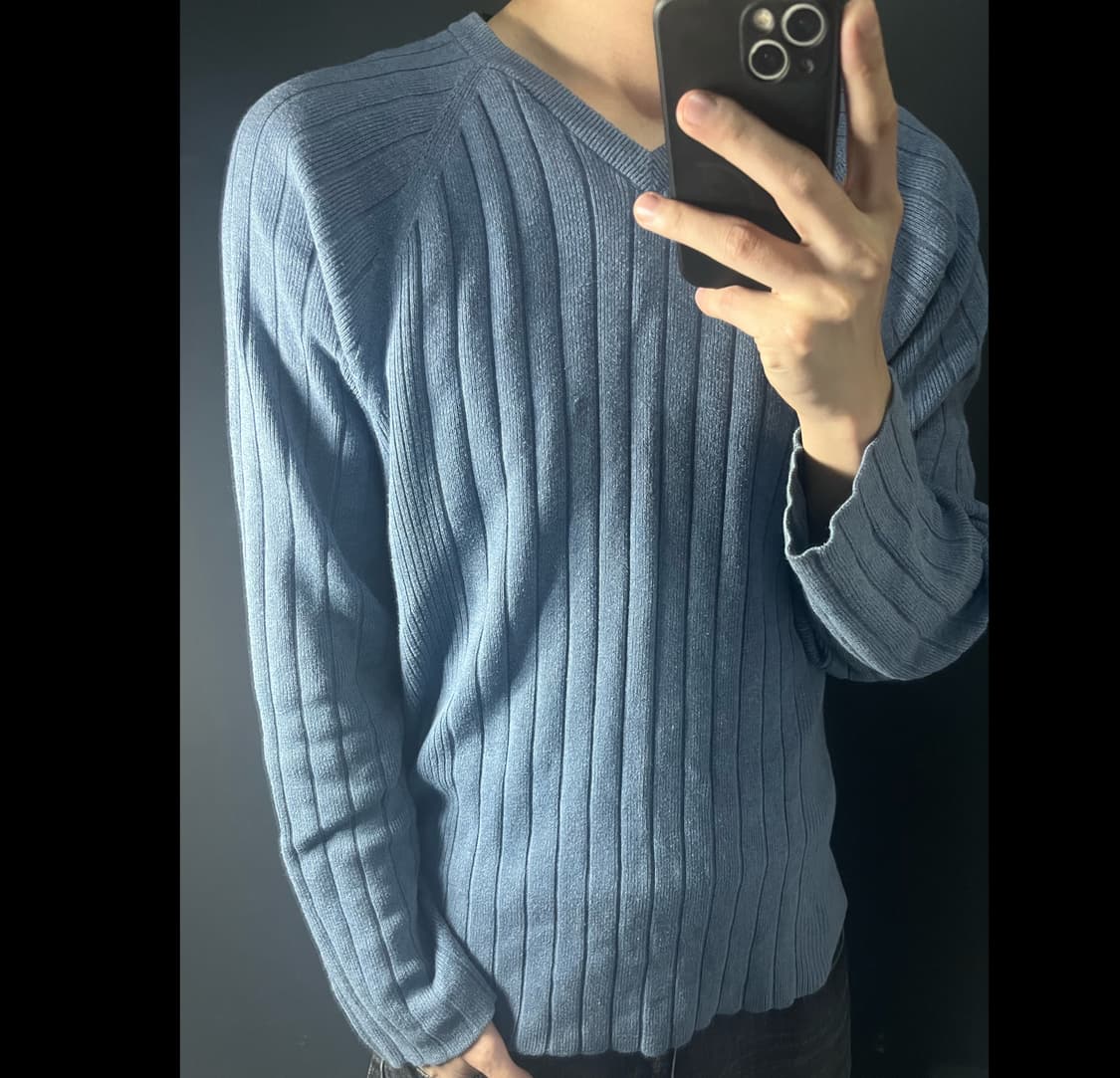 CALVIN KLEIN JEANS 캘빈클라인 브이넥 코튼 니트 상품이미지1