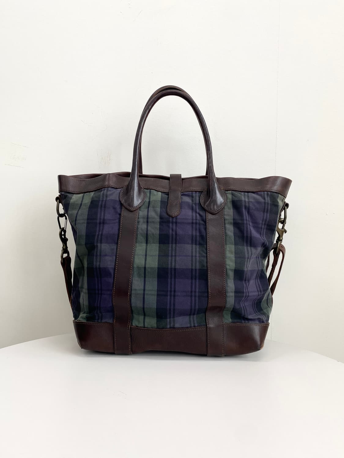 폴로 블랙와치 왁스 코튼/레더 투웨이 토트백 상품이미지7