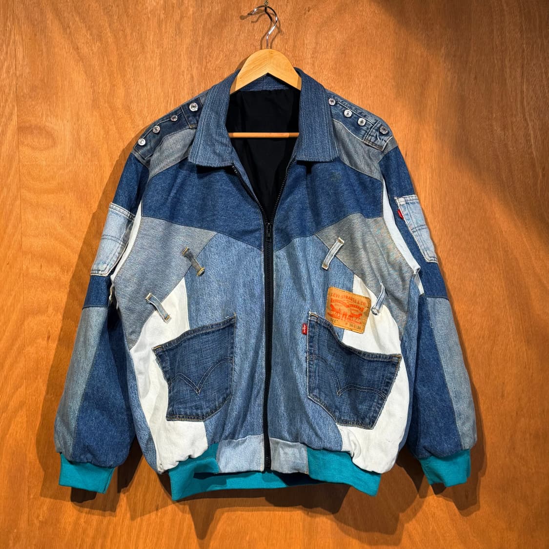 리바이스 데님 리메이크 패치워크 봄버 자켓 XL 상품이미지1
