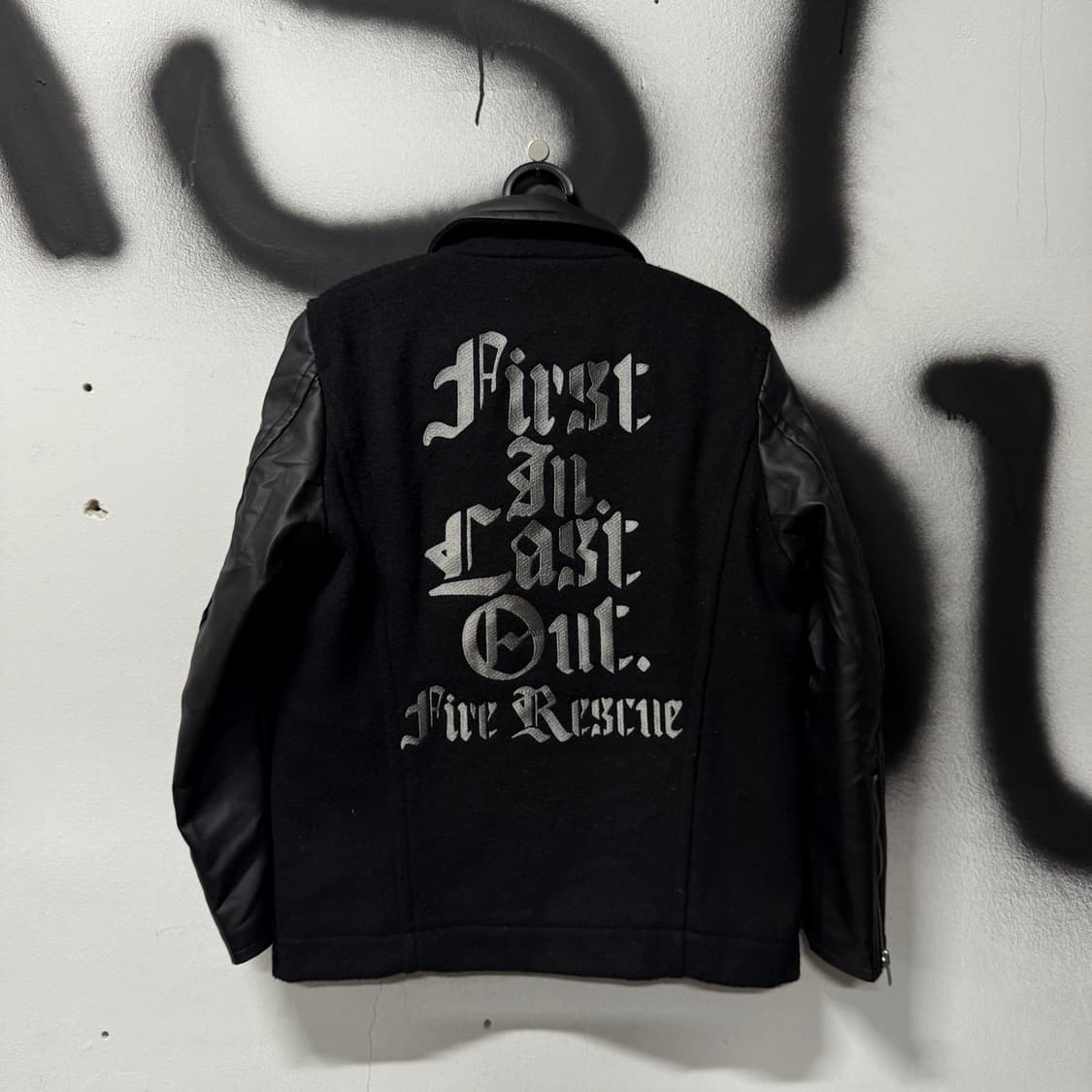 VTG 빈티지 울 혼방 멀티 디테일 레더 암 바시티 자켓 상품이미지2