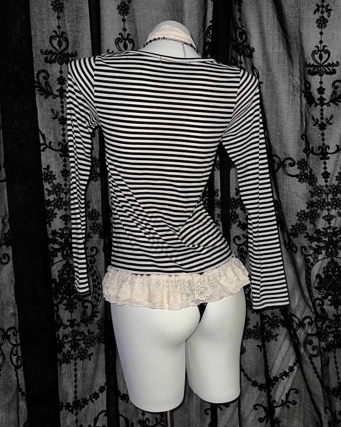 lace striped halterneck long-sleeve 상품이미지3
