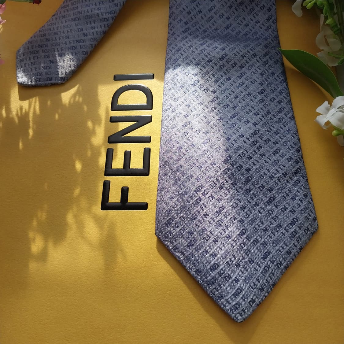 펜디 실크 블루&바이올렛 이니셜 자카드 넥타이 9cm A+등급 K1643 상품이미지3