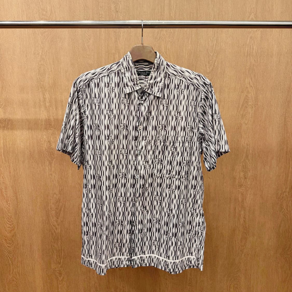 크리스찬 디올 무슈 모노그램 스트라이프 패턴 반팔 셔츠 그레이 상품이미지2