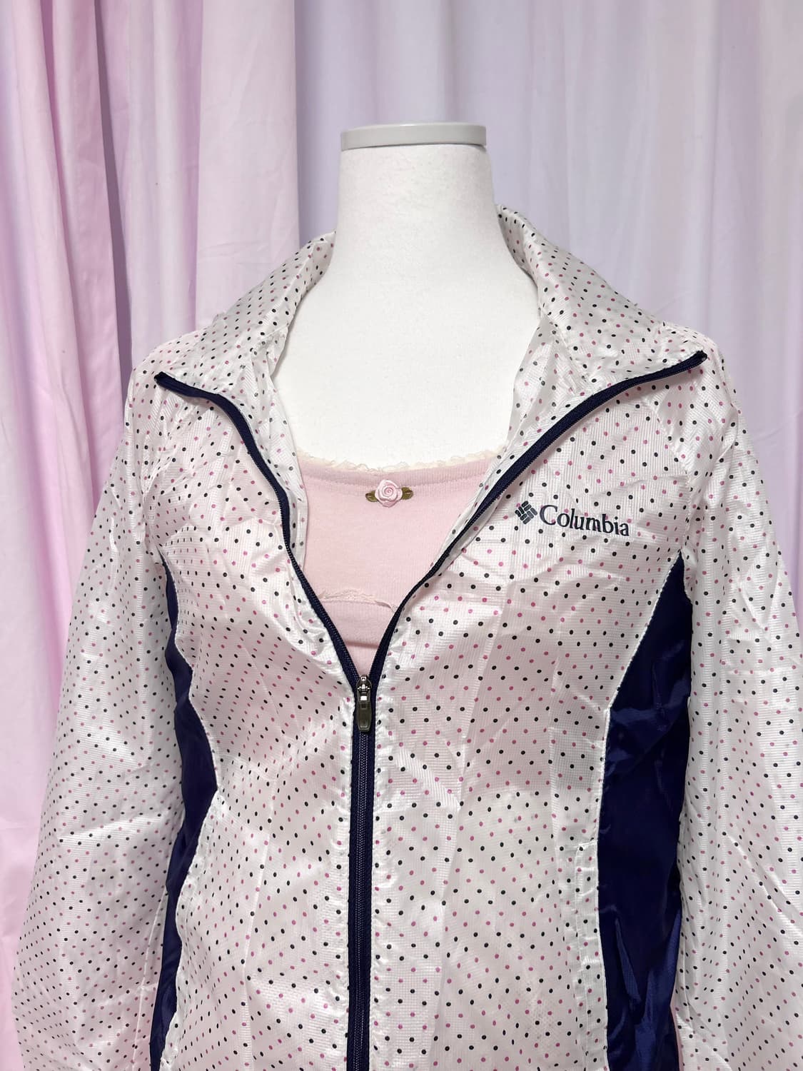 컬럼비아 핑크네이비 도트 바람막이 상품이미지2