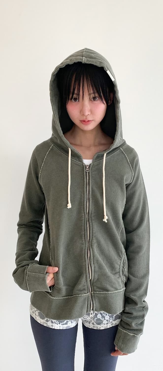 washed lily hoodie (khaki) 상품이미지1