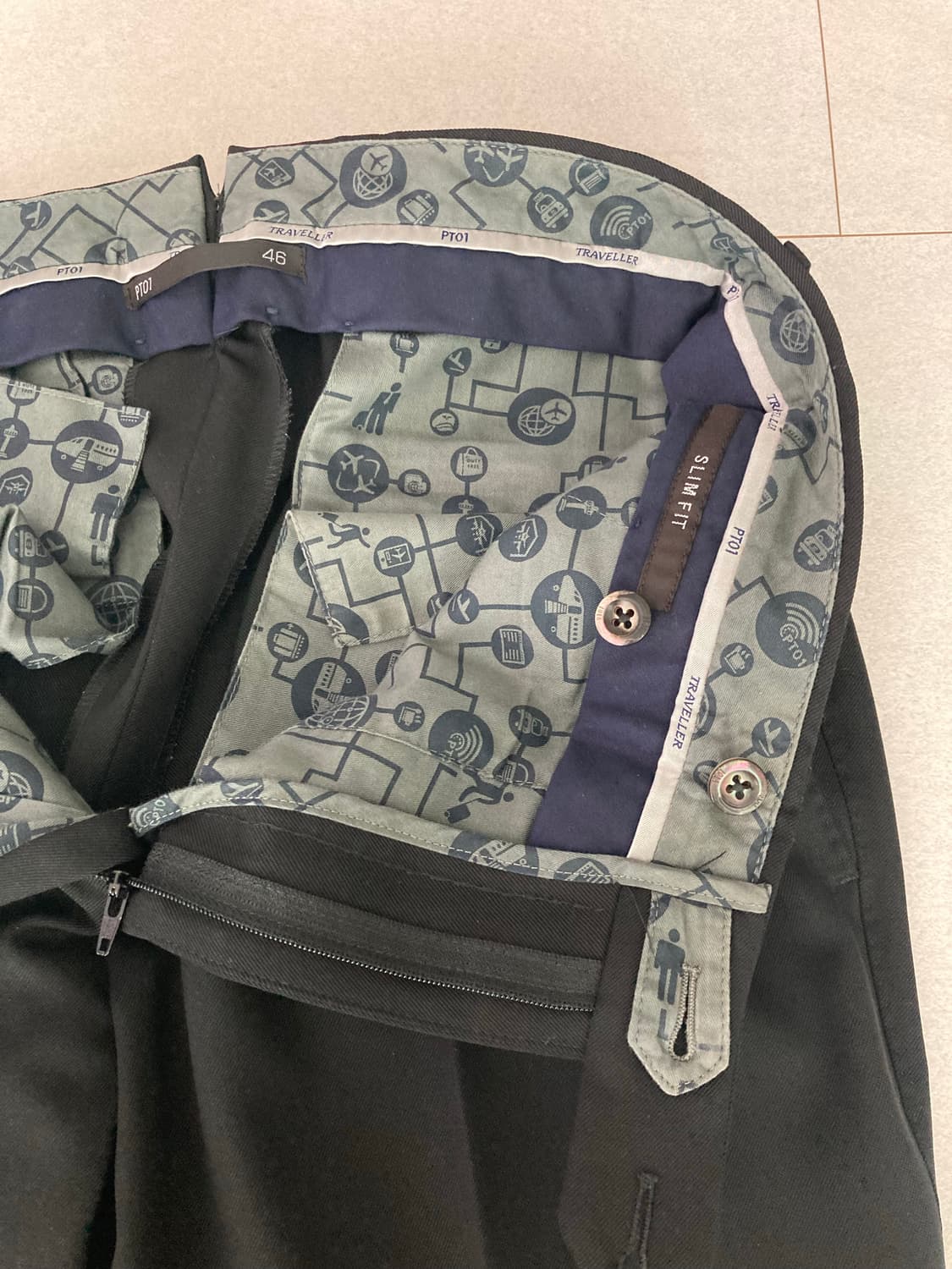 PT01 남성 블랙 슬림핏 바지 46 상품이미지3