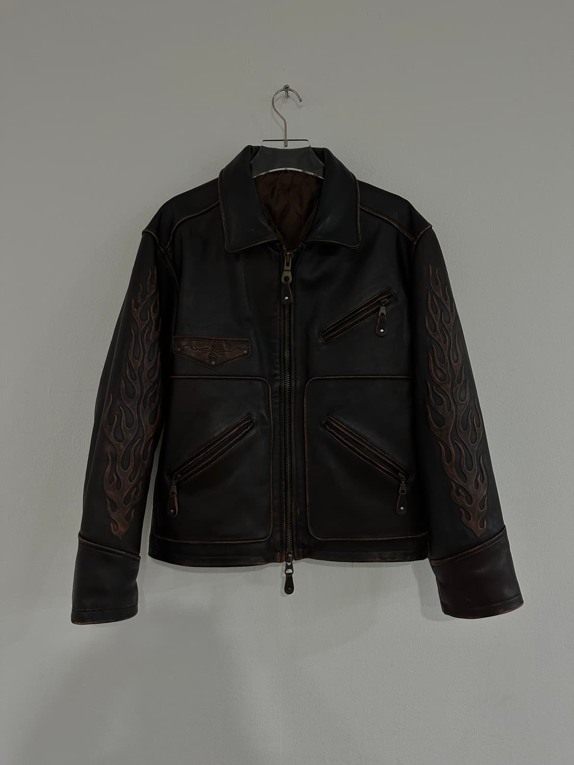 빈티지 플레임 레더 자켓 상품이미지1