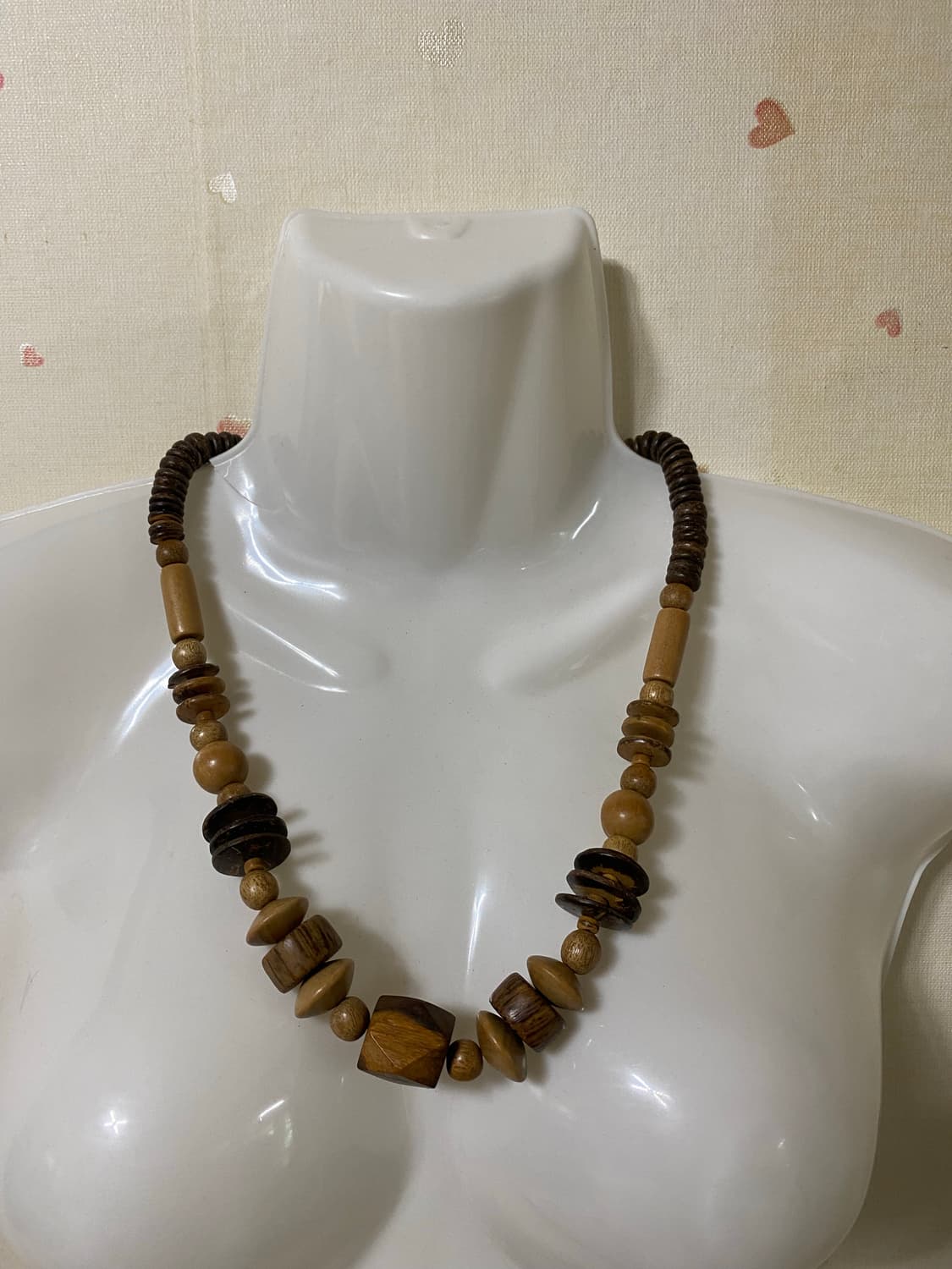 우드 나무 비즈 목걸이 빈티지 보헤미안룩 상품이미지1