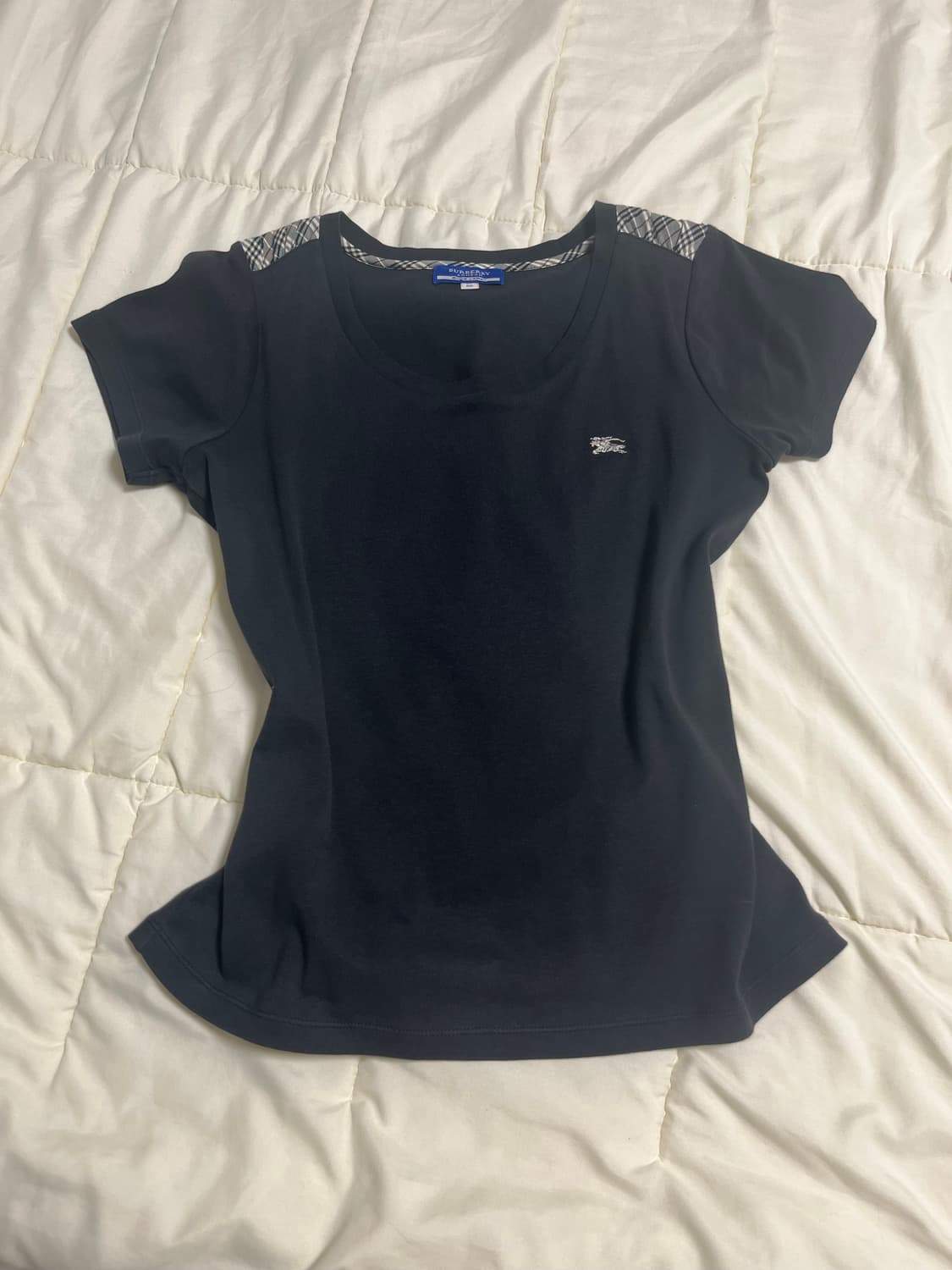 버버리 블루라벨 burberry 로고 체크노바 반팔티셔츠 상품이미지1