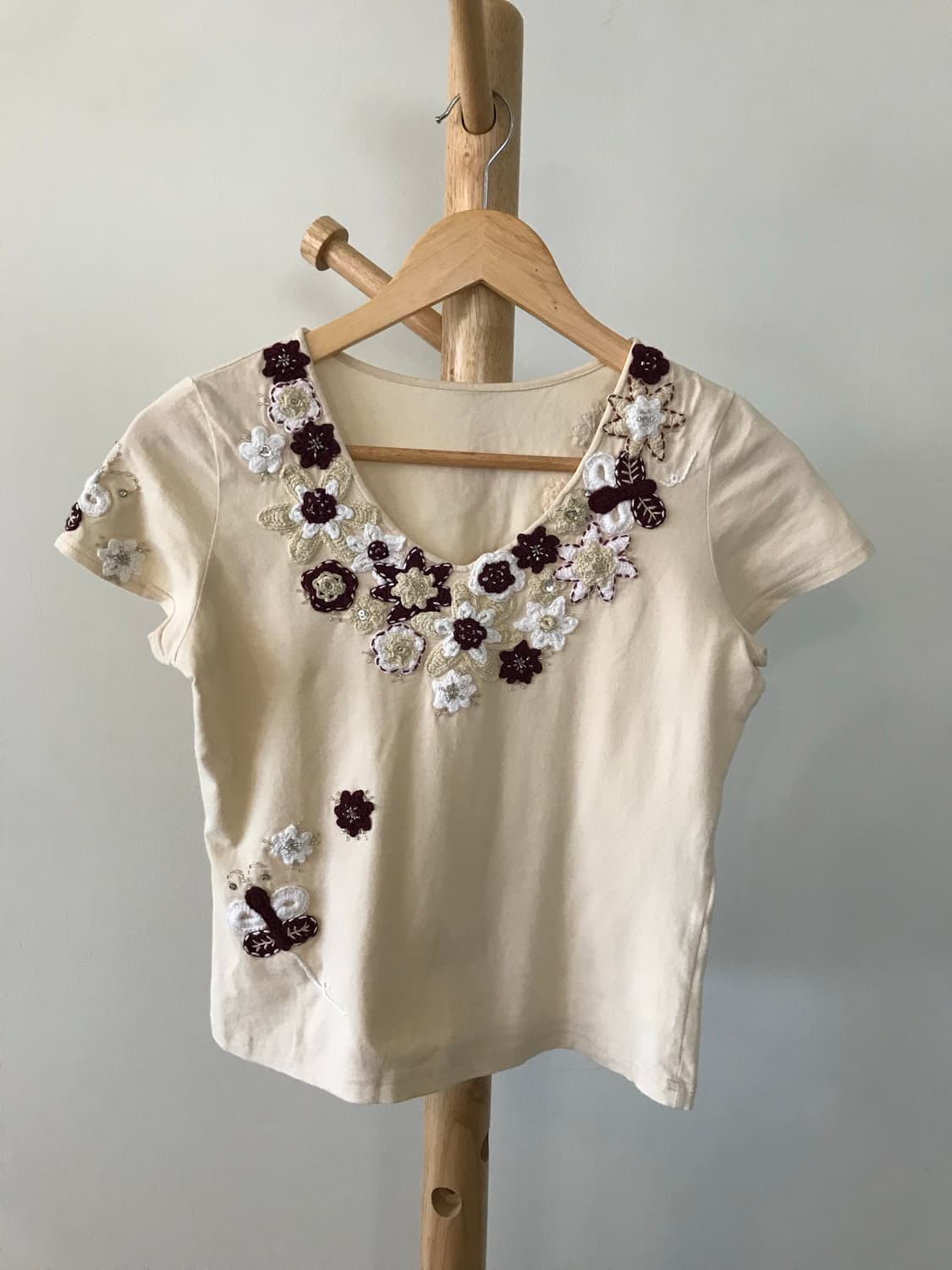 모리걸 핀터깔 뜨개 나비 티셔츠 상품이미지2