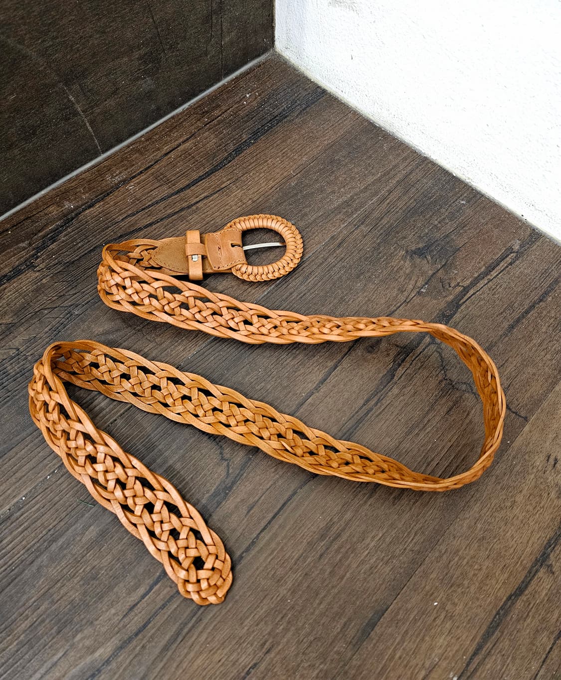 Leather 카멜 위빙 벨트 상품이미지3