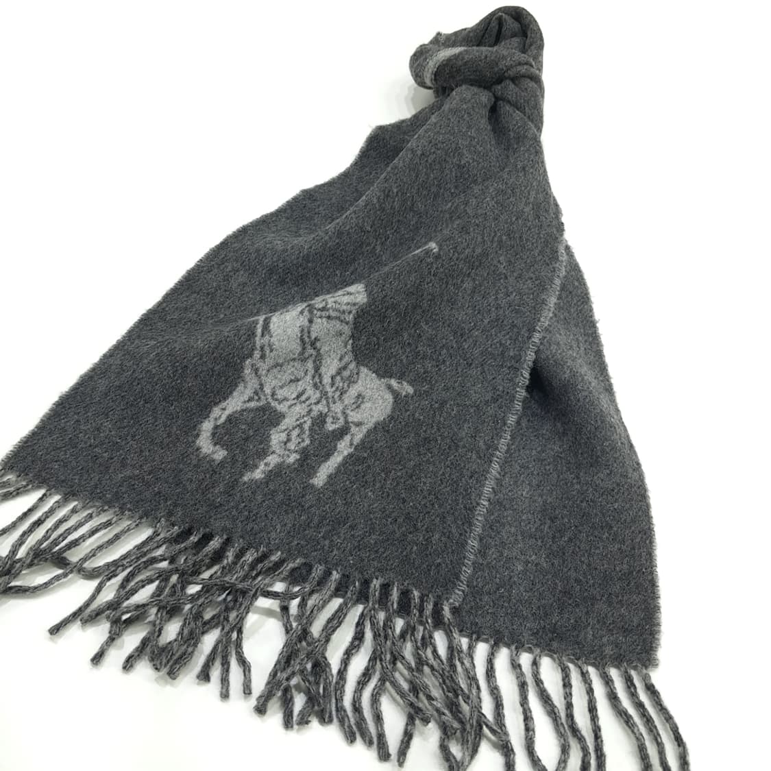 MX174 폴로 랄프로렌 그레이 빅포니 버진울 양면 목도리 머플러 상품이미지2