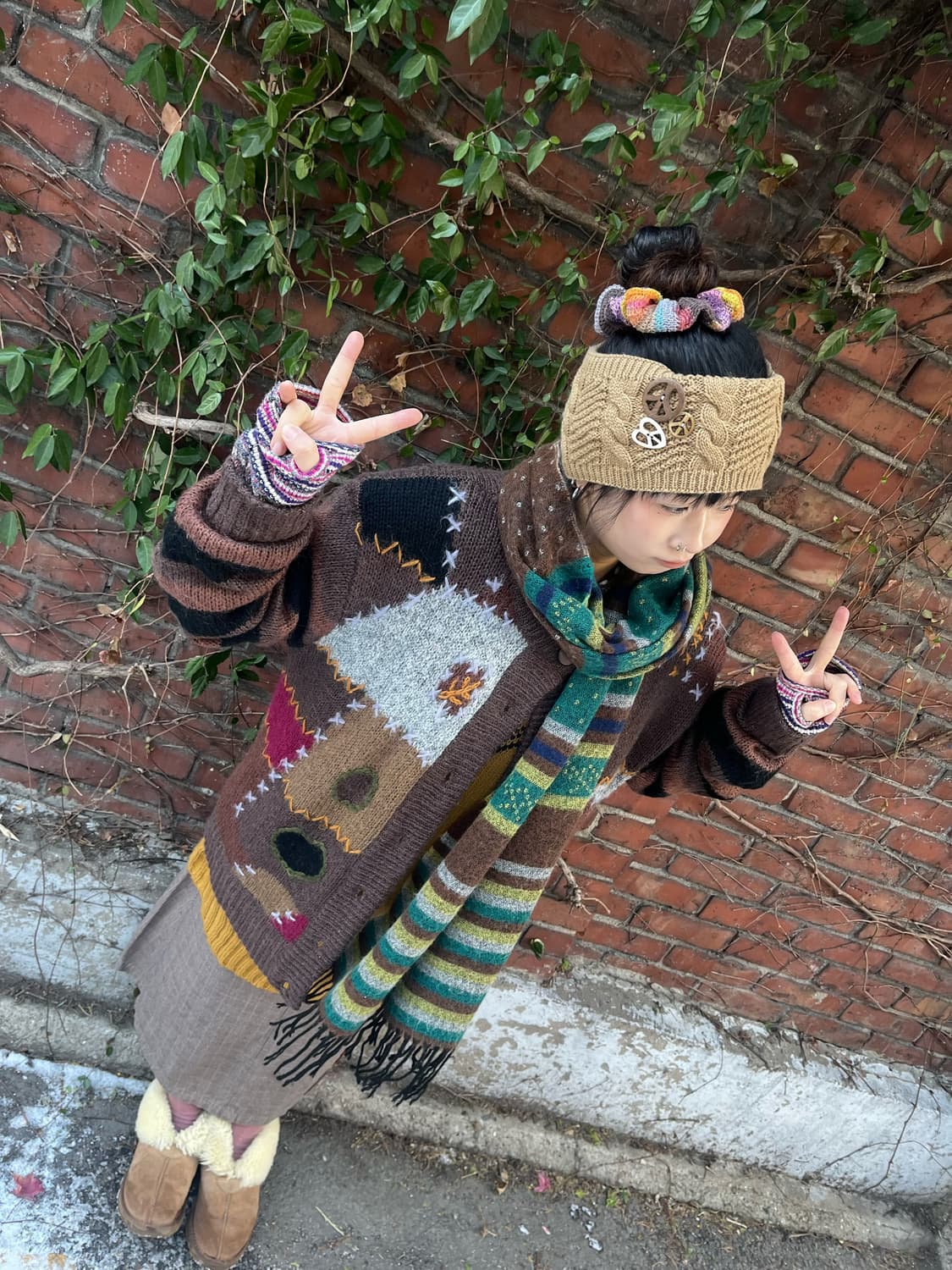 일본무드 자수 포인트 니트 가디건 상품이미지1