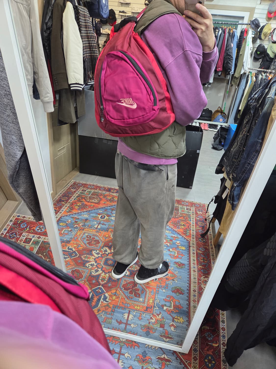 나이키 올드스쿨 00s 빅슬링백 크로스백 버건디 핑크 배색 상품이미지7