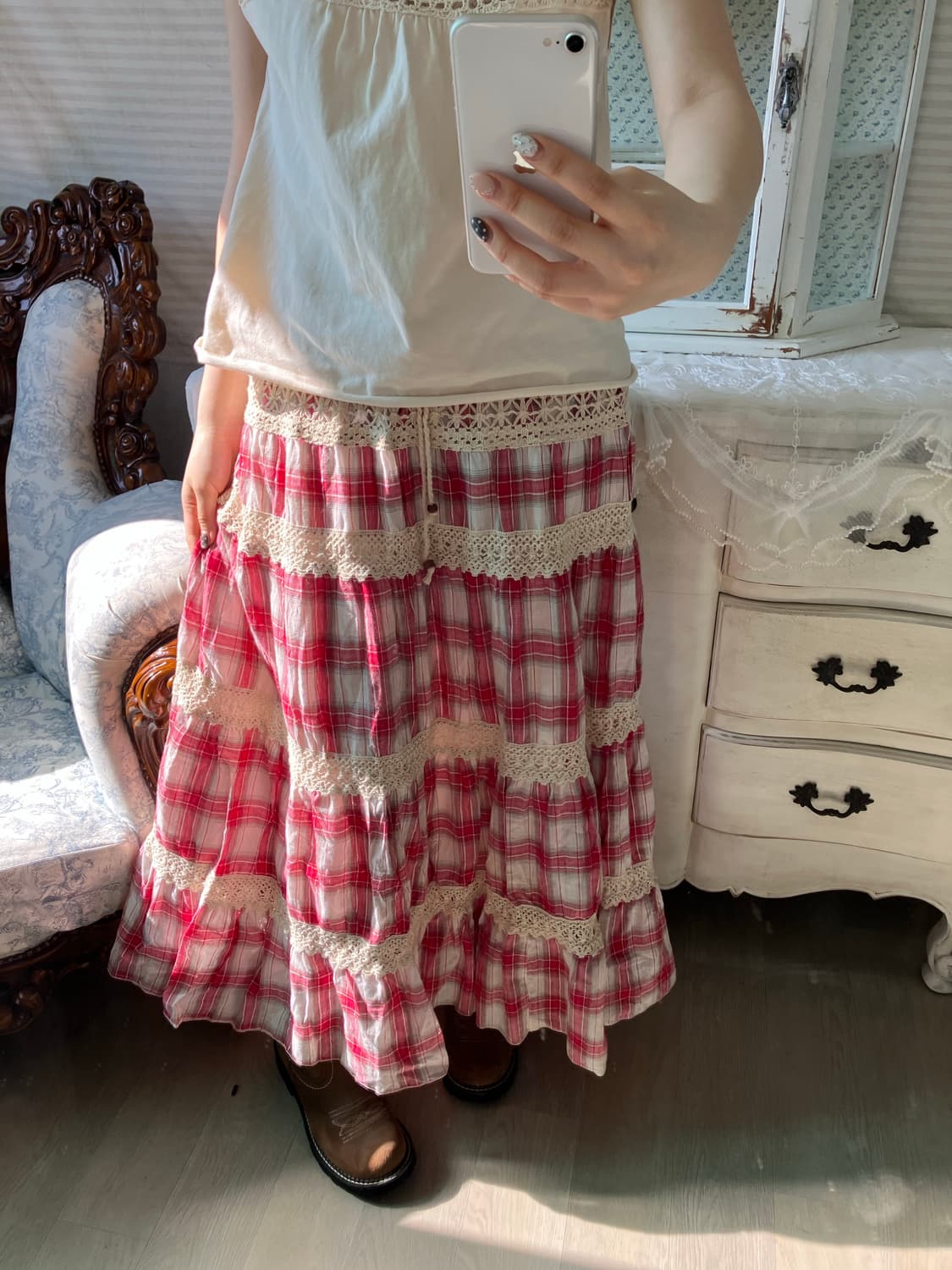 빈티지 모리 하구미 패치 롱스커트 상품이미지3