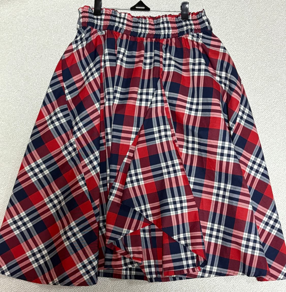 빈티지 레드체크 미디 치마 상품이미지1