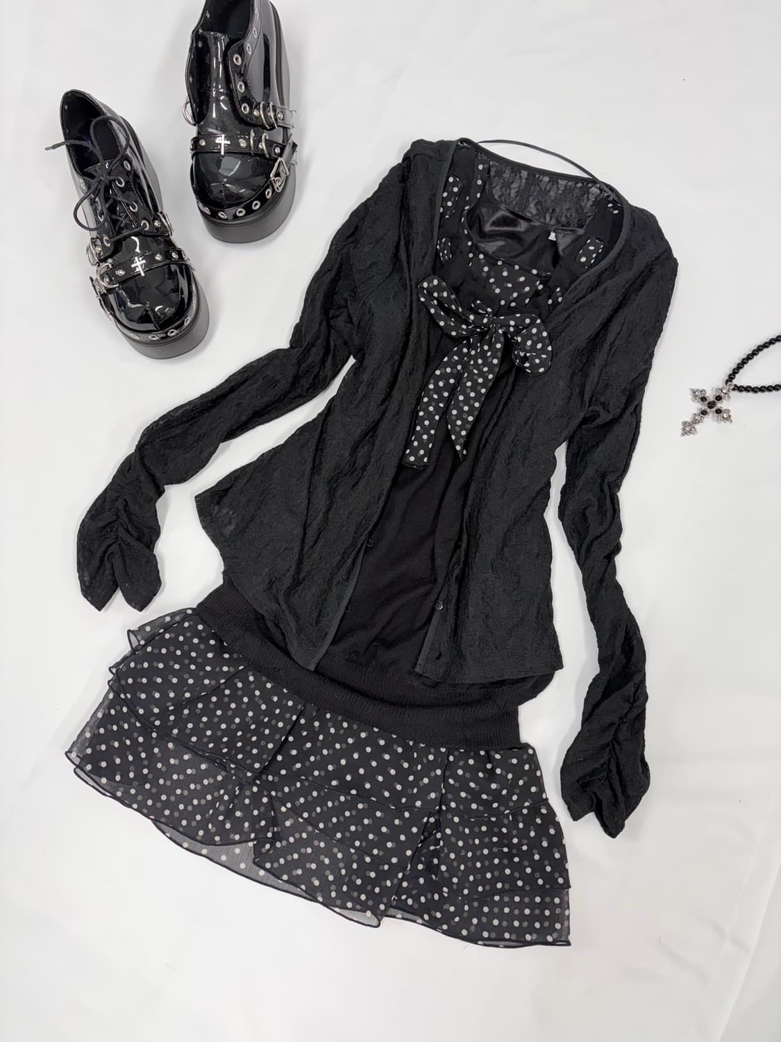 쉬폰 도트 땡땡이 캉캉 미니원피스 상품이미지2