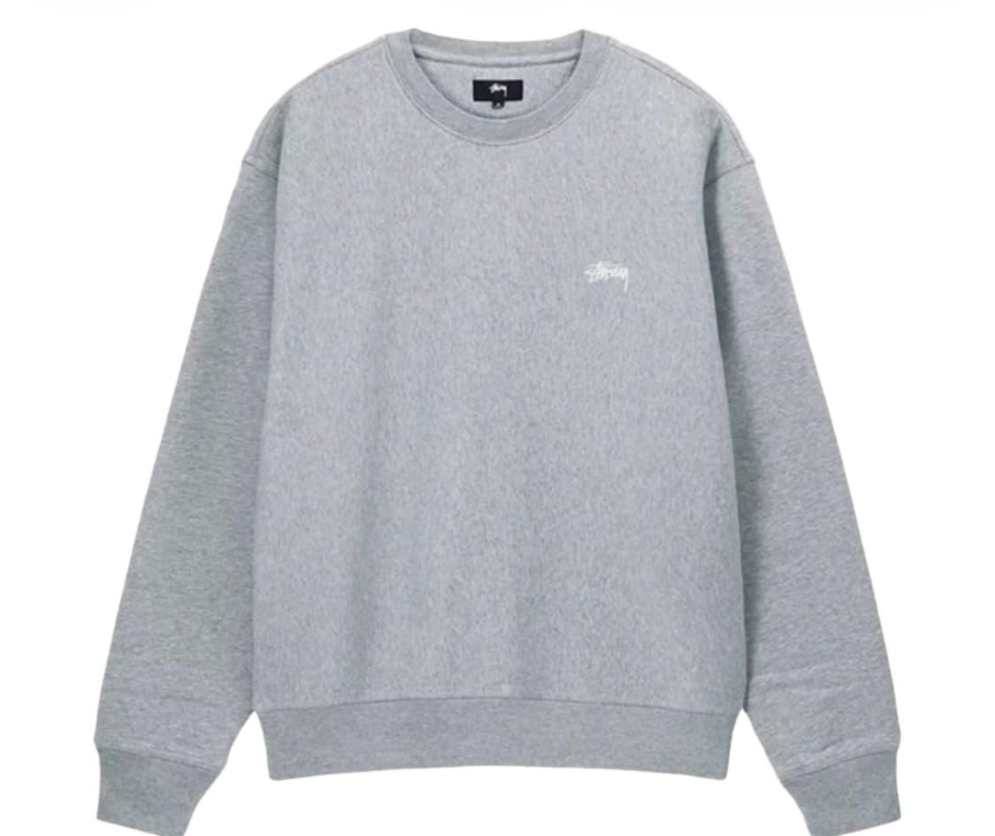 스투시 맨투맨 오버다이드 스탁 로고 크루넥 그레이 헤더 상품이미지1