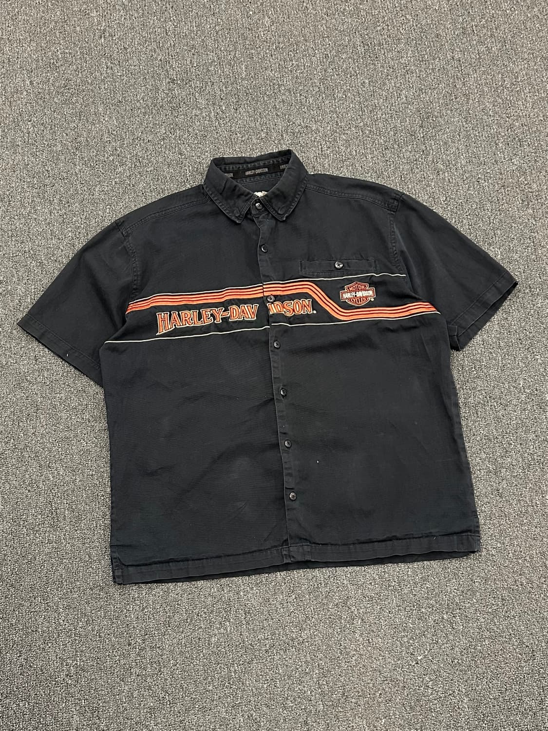 M)할리데이비슨 빈티지 자수 패치 블랙 반팔셔츠  상품이미지2