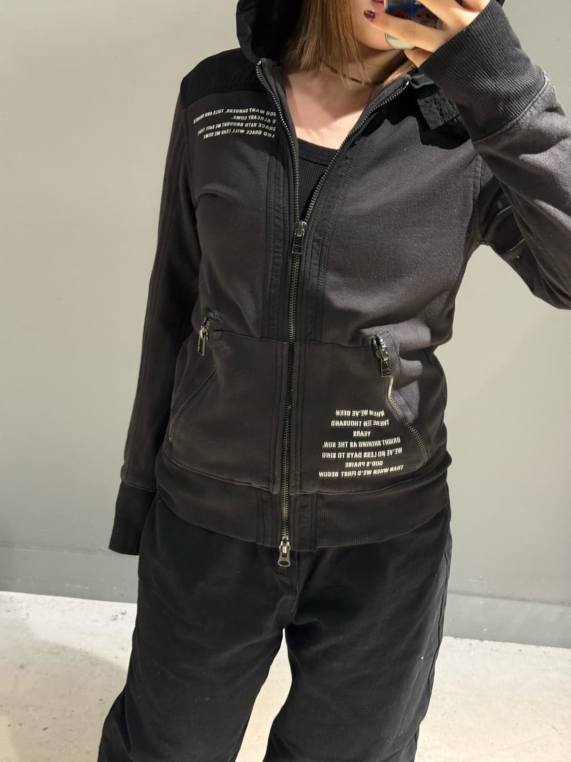 Jack rose lettering detail hood zip-up 상품이미지3