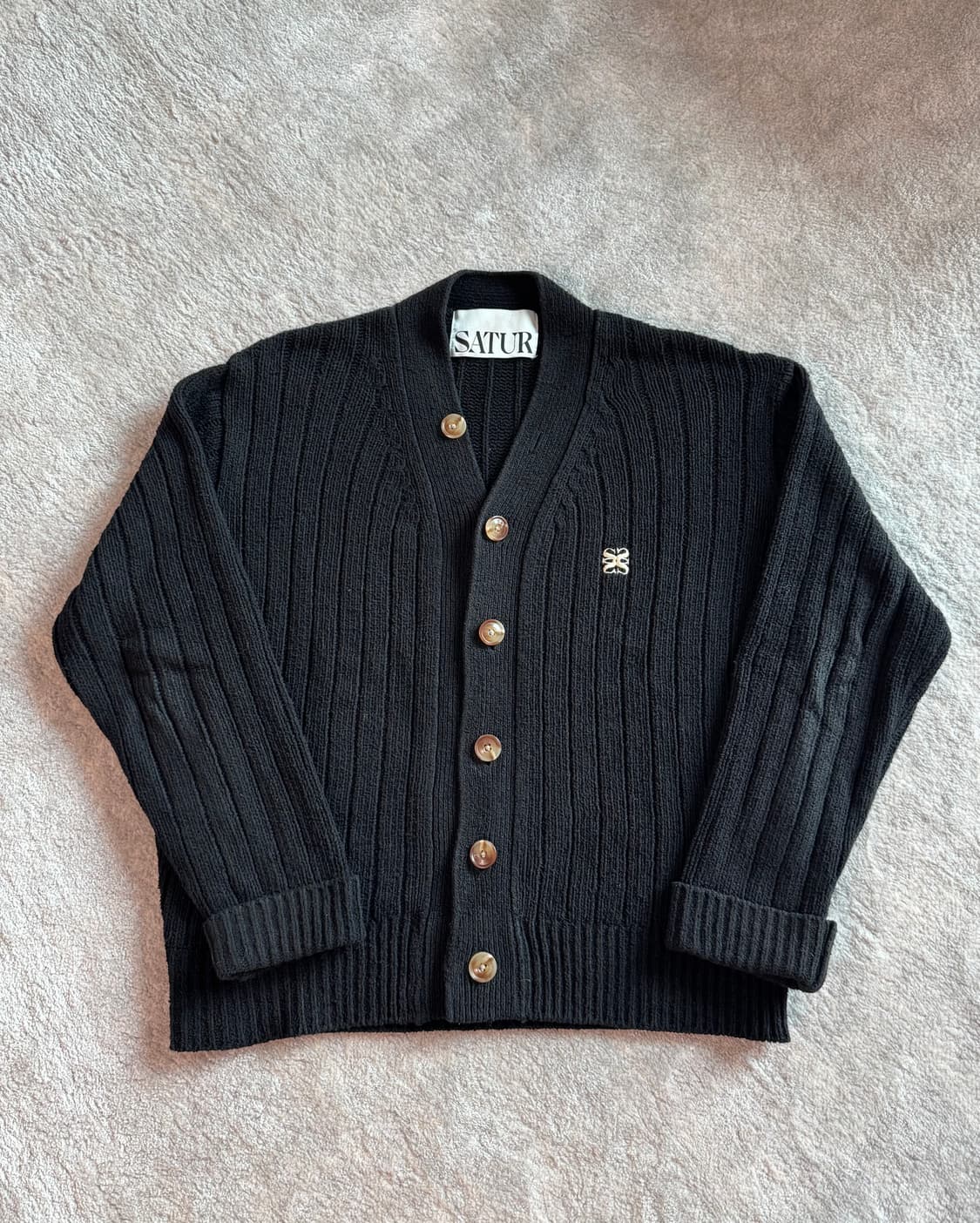 [새터] 파로 오버사이즈 부클 가디건 블랙 L 상품이미지2