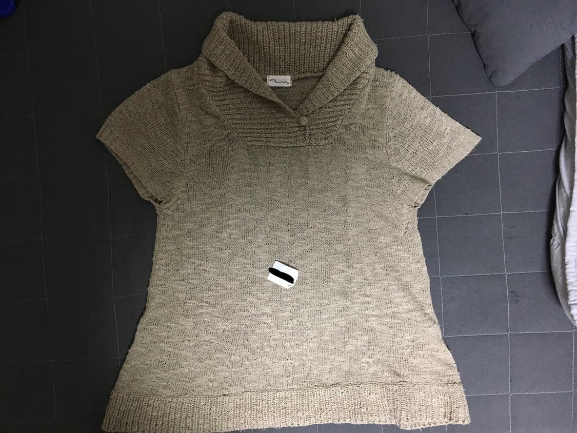 코코아 단추 포인트 반팔 니트 상품이미지3