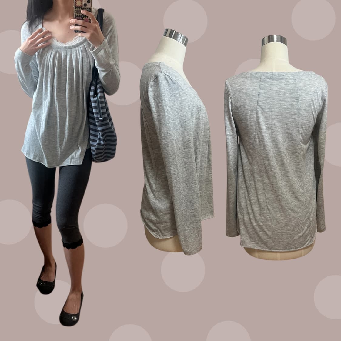 SLY 핀턱 그레이 롱 슬리브 상품이미지2