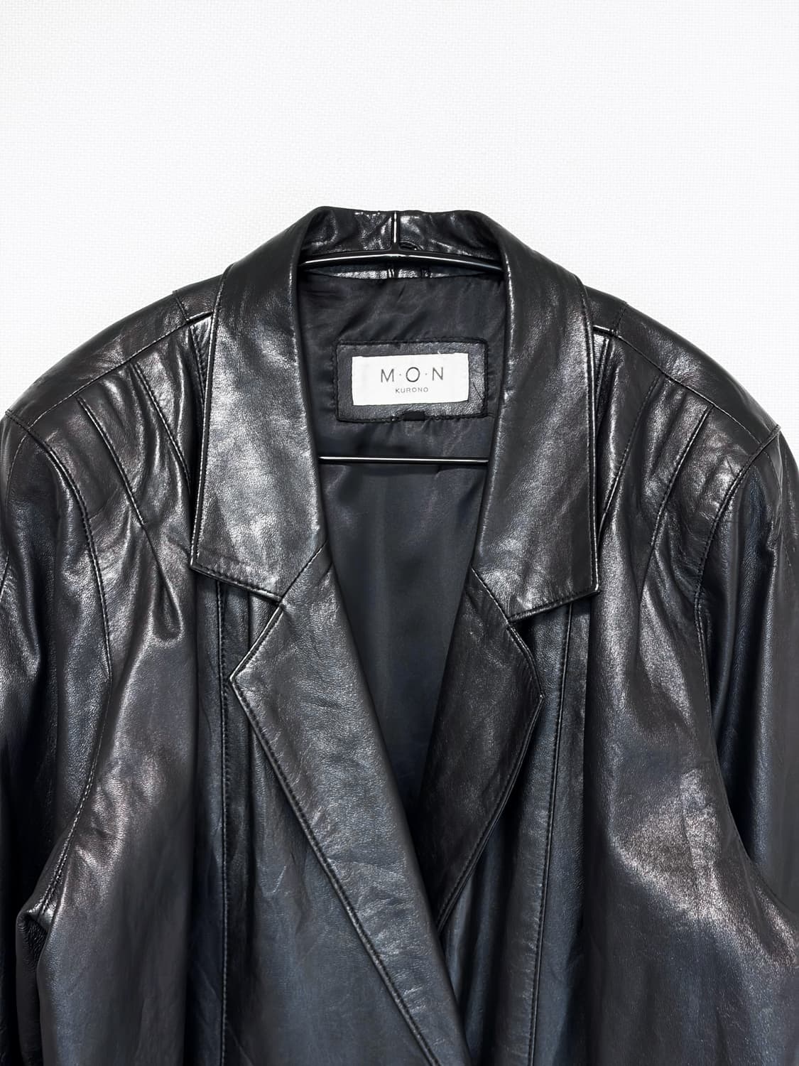 Double Button Leather Jacket - Black 상품이미지5