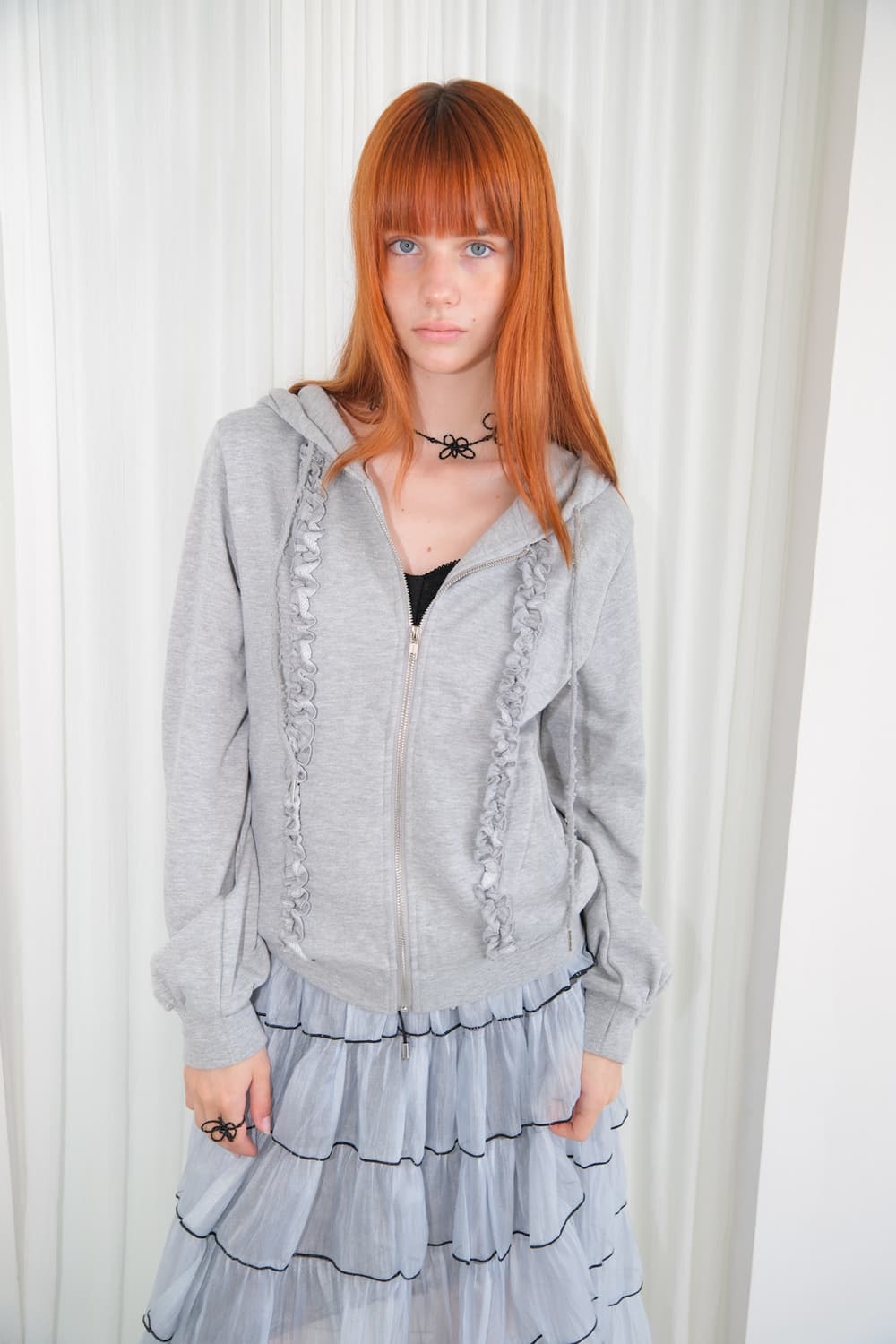 losesleepover 루즈슬립오버 프릴 후드 집업 상품이미지2