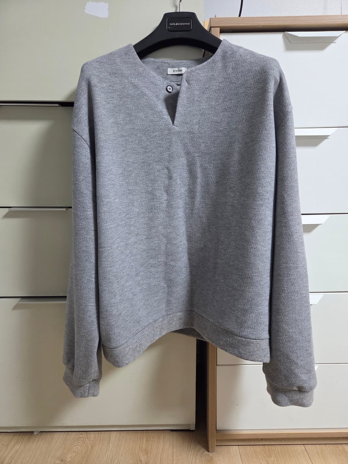 시스템옴므 25FW 버튼 업 라운드넥 스웻셔츠 그레이 100사이즈 상품이미지1
