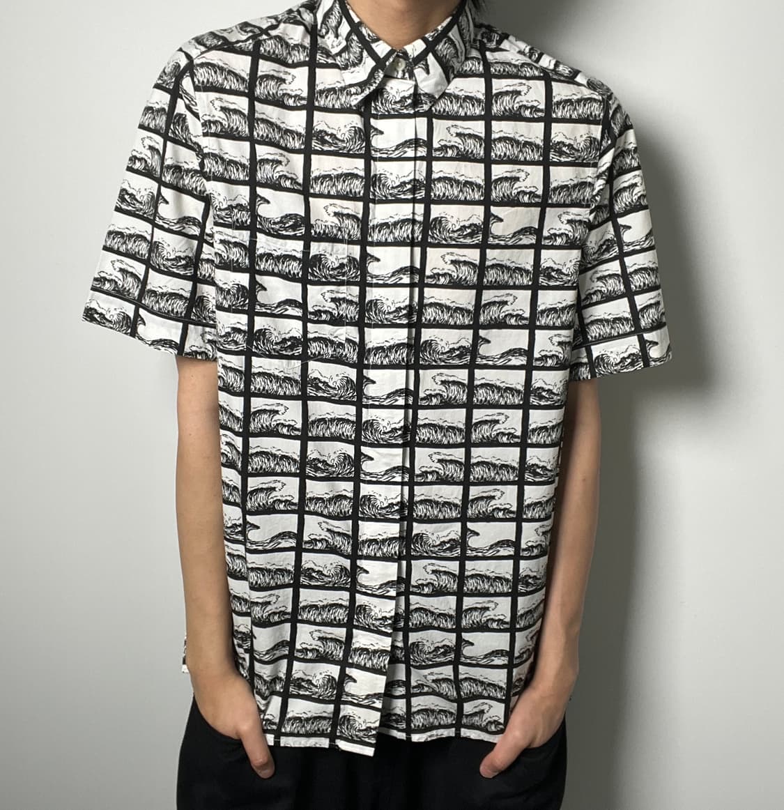14ss Kenzo 겐조 스퀘어 웨이브 반팔 셔츠 S 상품이미지1