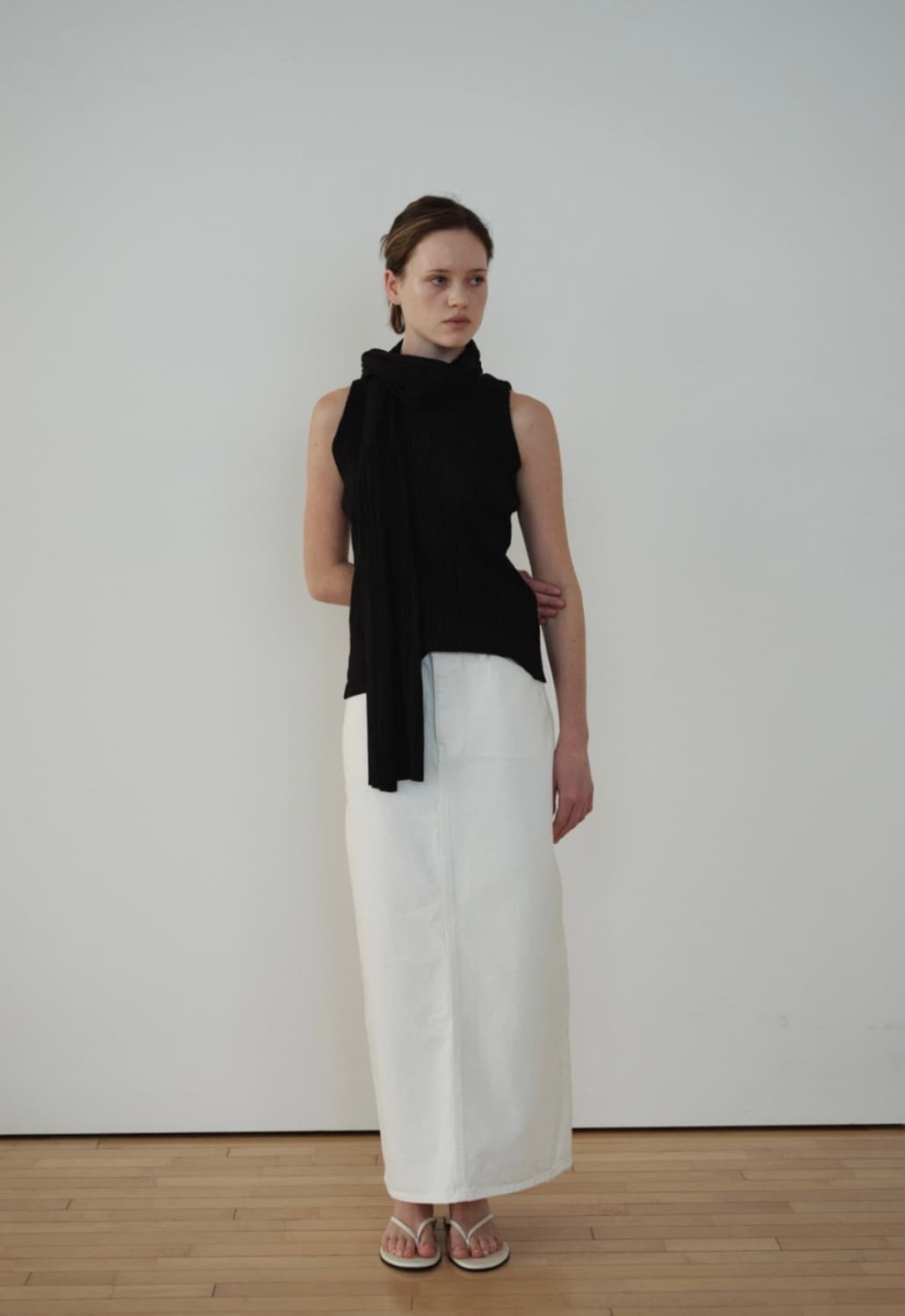 아르토 Pleats Top & Scarf Set_Black 상품이미지5