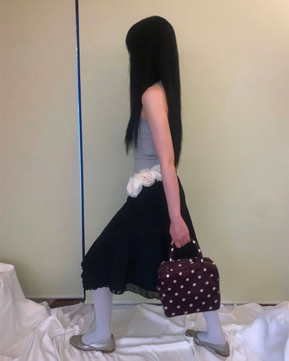 피치바스켓마켓 폴카 도트백 퍼플 상품이미지2