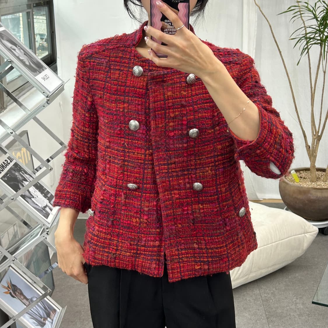 ETRO Milano 레드 트위드 더블 자켓 상품이미지2