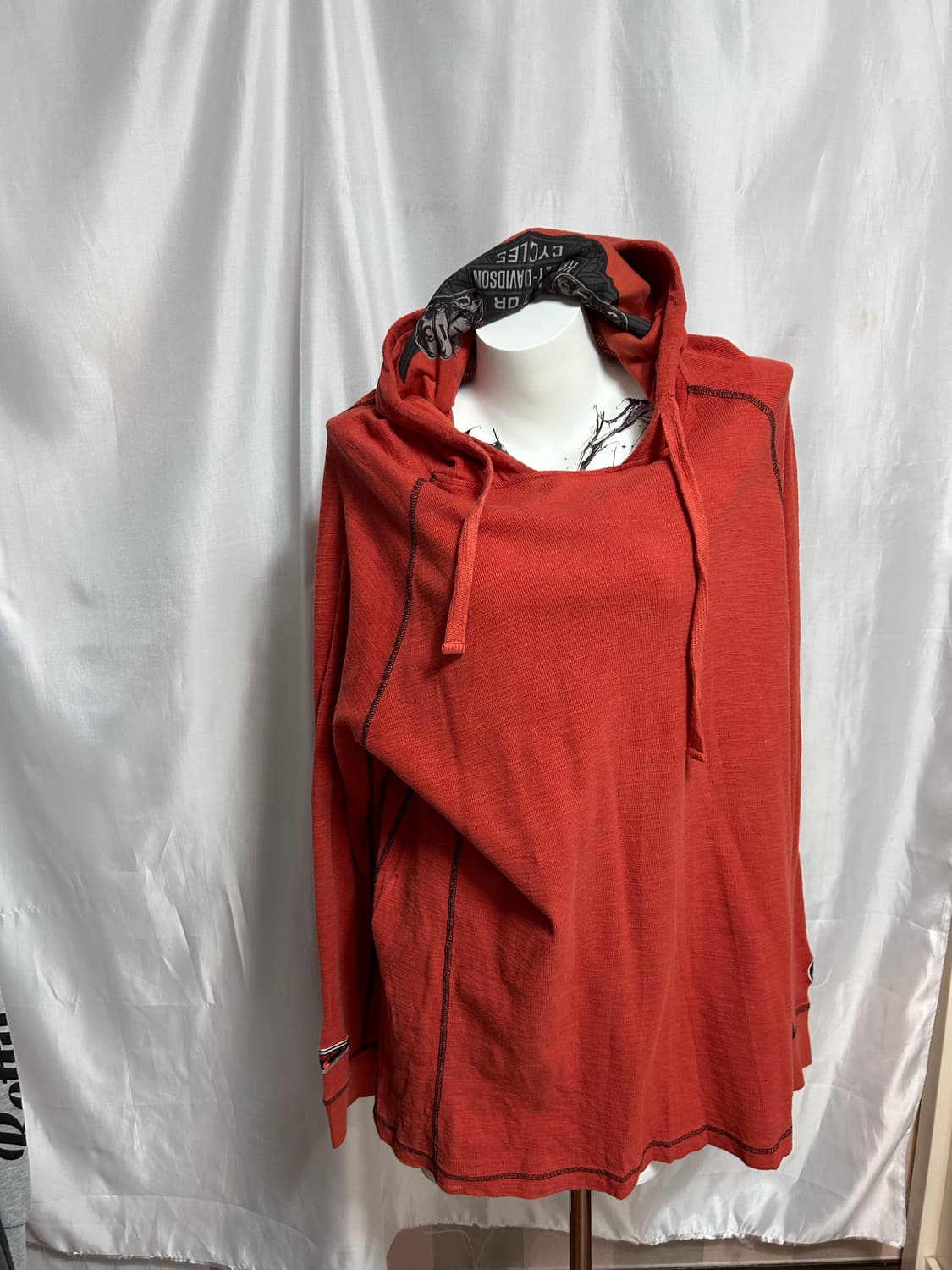 Harley Davidson orange waffle big hoodie 상품이미지5