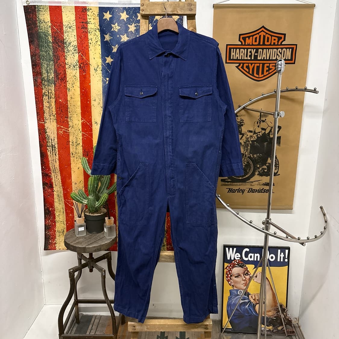 80~90s 프렌치 워크웨어 코튼트윌 커버올 점프수트 N983 상품이미지1