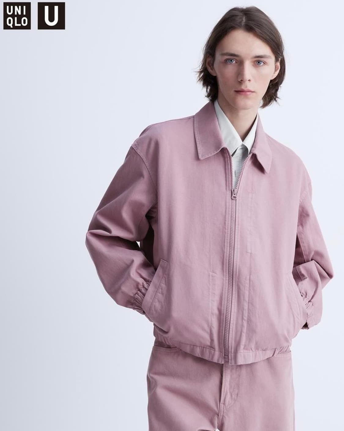유니클로U 르메르 콜라보 핑크 코튼 워크 봄버 자켓 블루종 M 95 비죠 상품이미지1